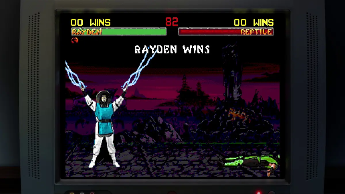 Official Legacy Kollection screenshot of the Raiden wins screen after a match
