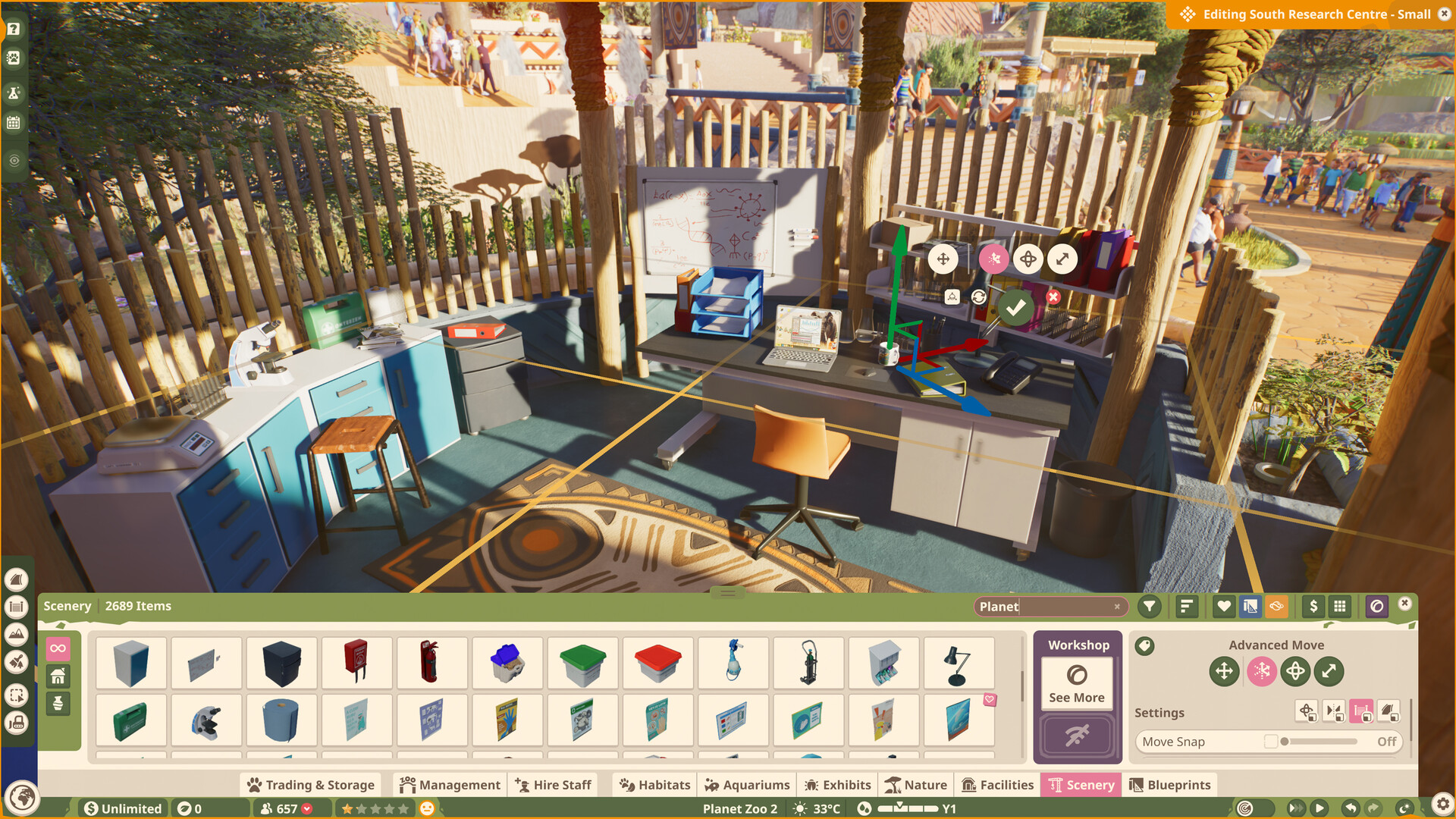 Planet Zoo 2 construction interface running on PC