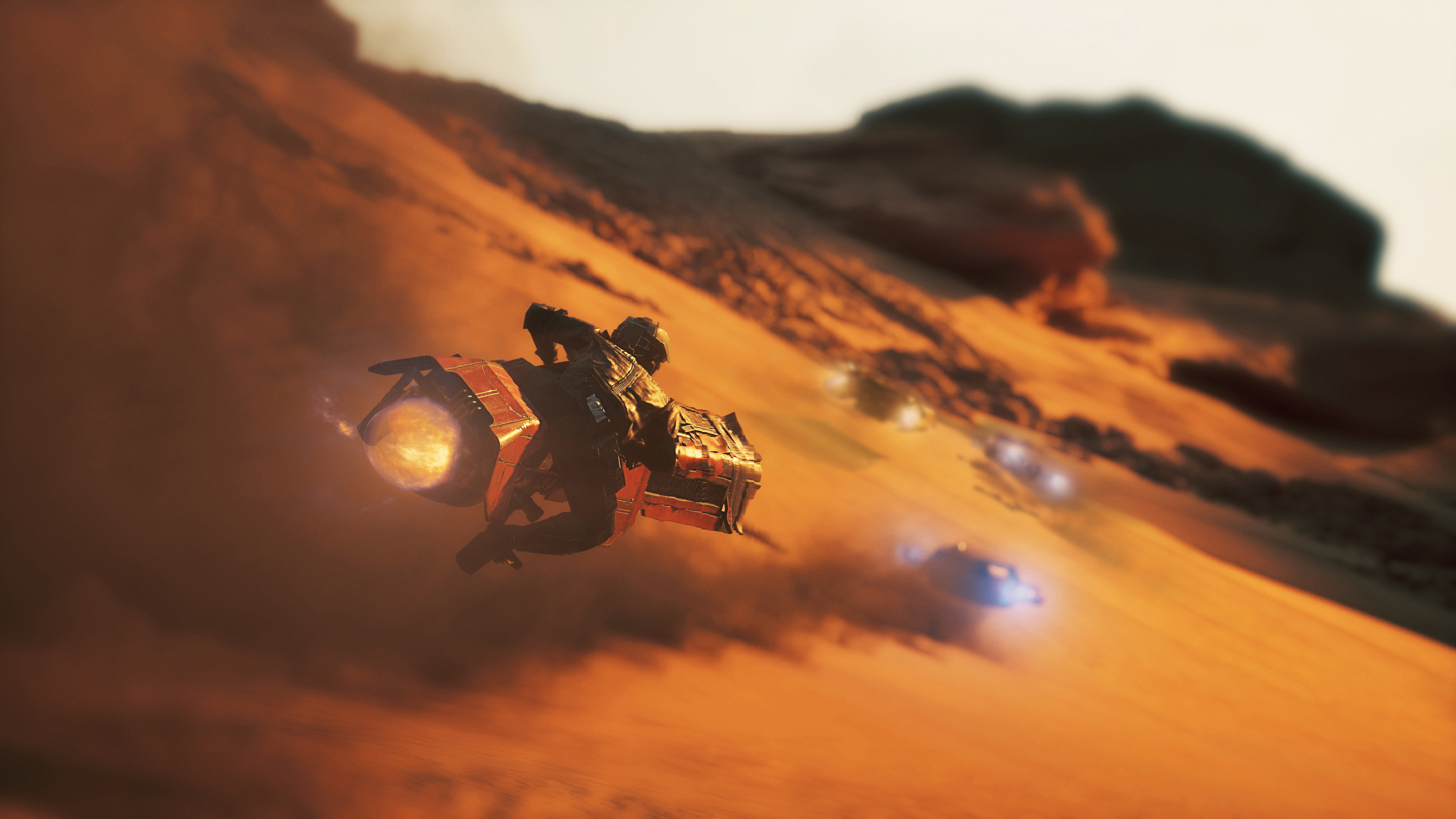 Official screenshot of repulsorcraft racing over sand
