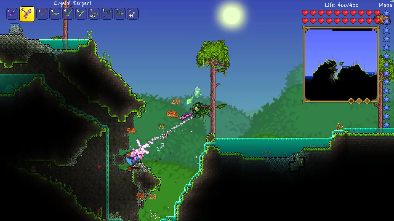 Official Terraria screenshot of a jungle waterfall in daylight