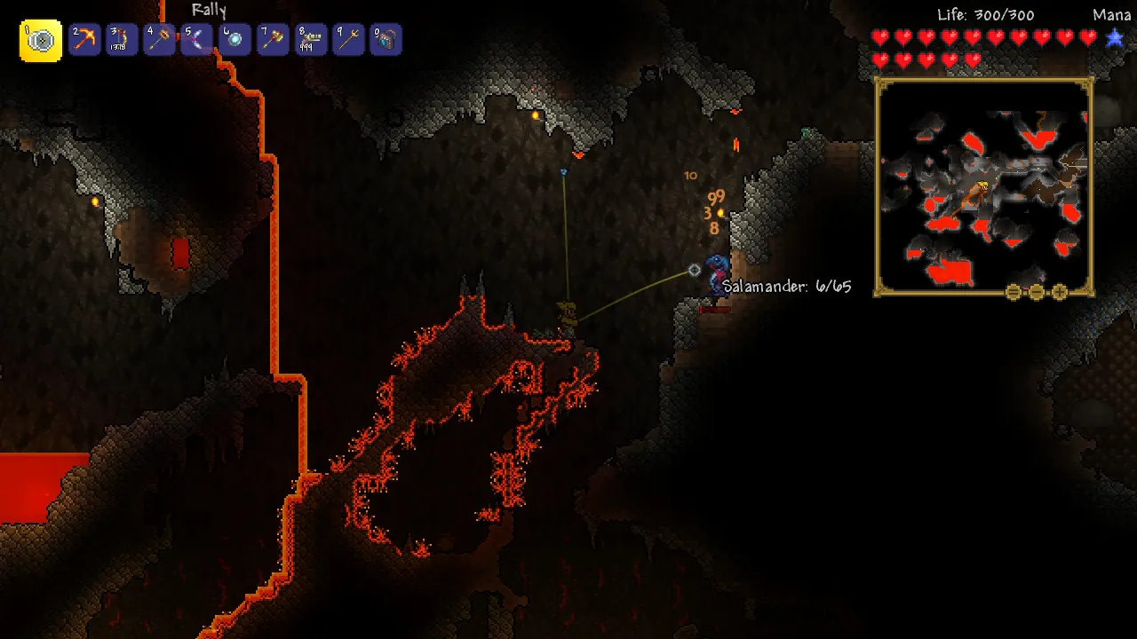 Official Terraria screenshot of a lava filled underworld area