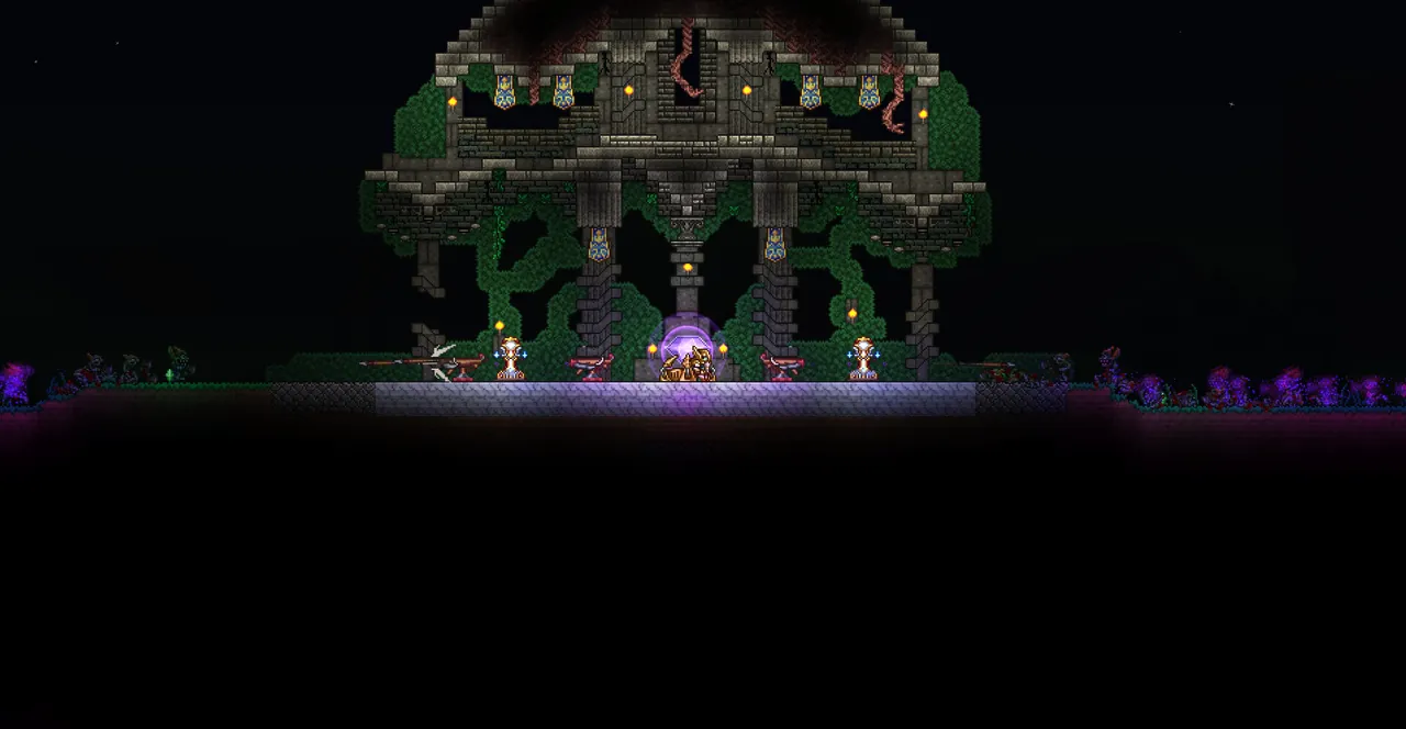 Official Terraria screenshot of a green temple style structure